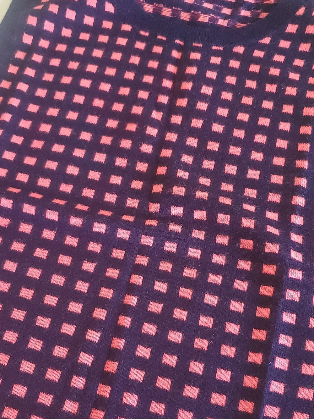 J. Crew Jcrew Navy Cashmere Vest Tank with Bright Pink Grid Small
